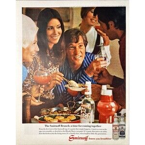 Smirnoff Vodka "Brunch a time to come together" Vintage Print Ad 1970